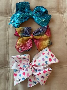 Jojo Siwa Dance Bows Kids Sequin Teal Bow Hair Clip Set of 3